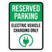 Reserved parking electric vehicle charging only